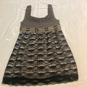 Free People dress, size 12, brown and black lace